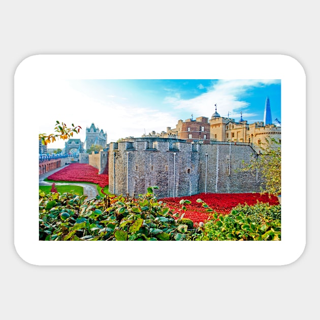 Tower of London Red Poppy Poppies UK Sticker by AndyEvansPhotos